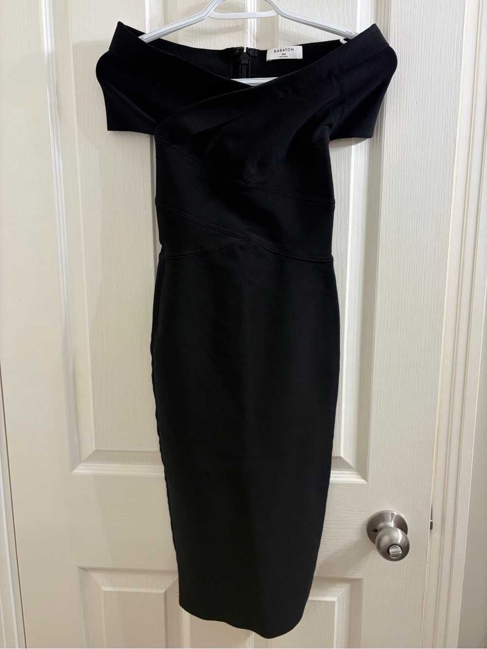 Babaton Black Off-Shoulder Midi Dress